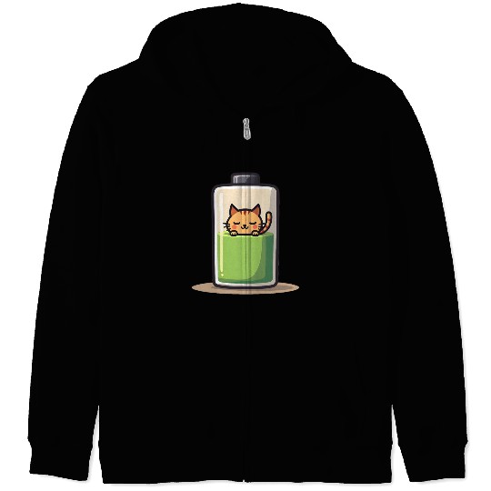 Cat Nap Battery Zip Hoodies