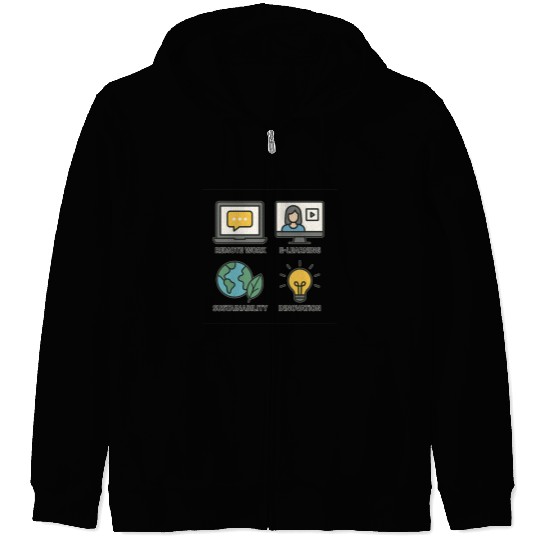 Eco-Friendly E-Learning and Remote Work Design Zip Hoodies