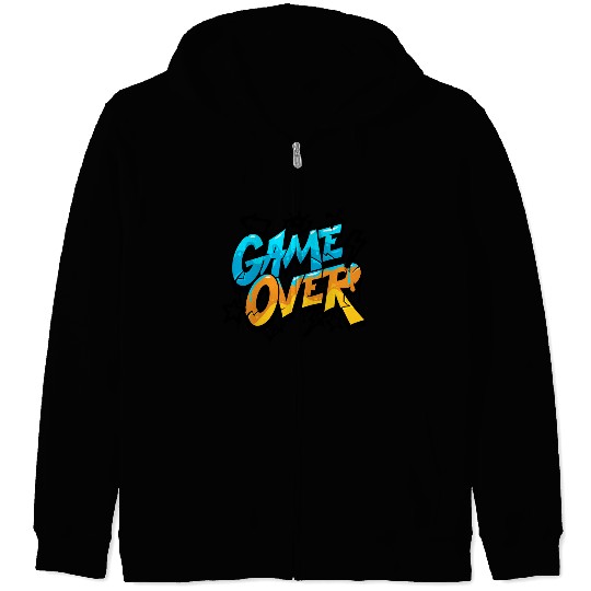 Graffiti Style Game Over Typography Zip Hoodies