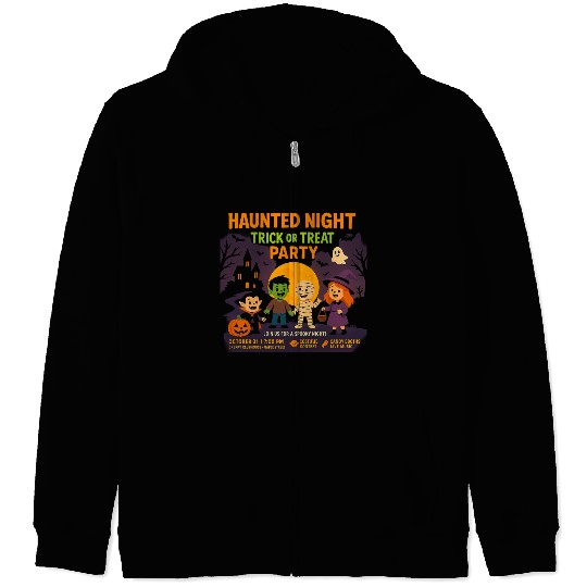 Halloween Trick or Treat Party Design Zip Hoodies