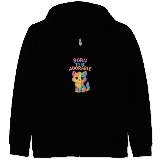 Colorful Adorable Kitten with Affirmation Zip Hoodies