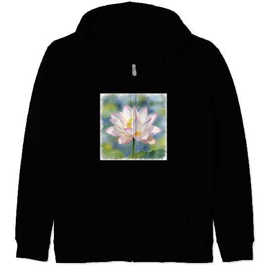 Serene Water Lily Floral Print Zip Hoodies