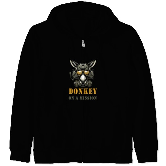 Donkey In Mission Military Zip Hoodies