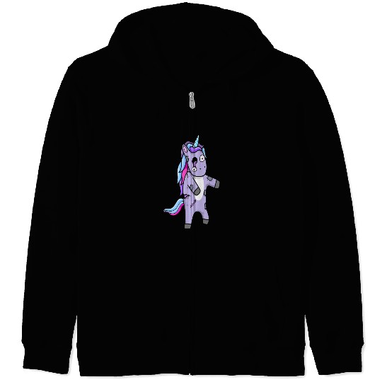 Cute Zombie Unicorn Plush Design Zip Hoodies