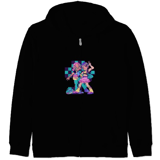 Purple And Green Bold Girl Zip Hoodies