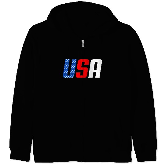 Stars and Stripes USA Flag Design Zip Hoodies