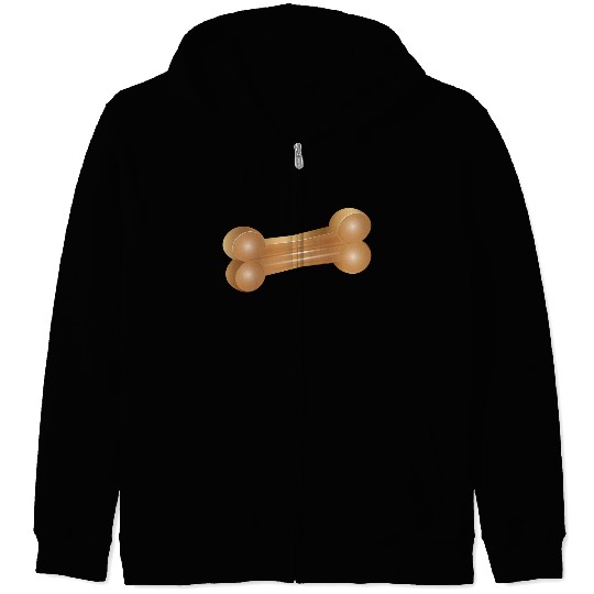 Chew Bone Illustration in a Classic Style Zip Hoodies
