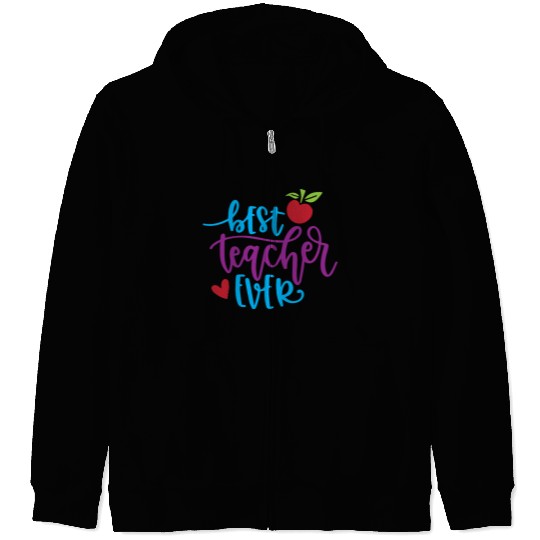 Best Teacher Ever – Apple & Heart Design Zip Hoodies