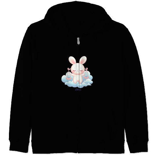 Sweet Bunny Libra Illustration Zip Hoodies