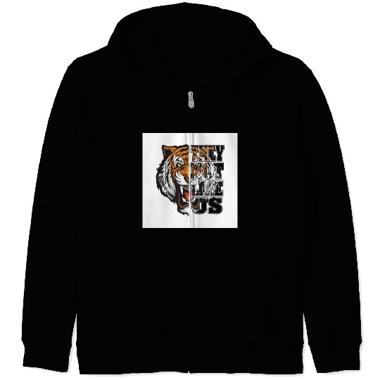 Bold Tiger and Protest Message Design Zip Hoodies
