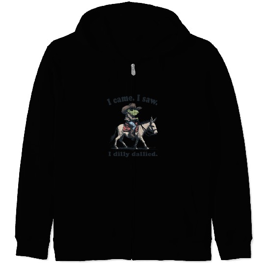 i cam i saw i dilly dallied Wild West Frog Cowboy Zip Hoodies