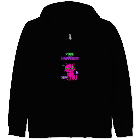 Neon Grumpy Cat – Pure Happiness Graphic Zip Hoodies