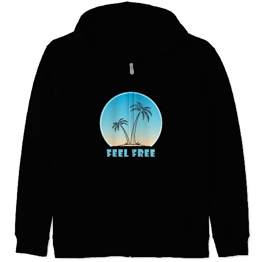 Tropical Sunset Palm Illustration Zip Hoodies