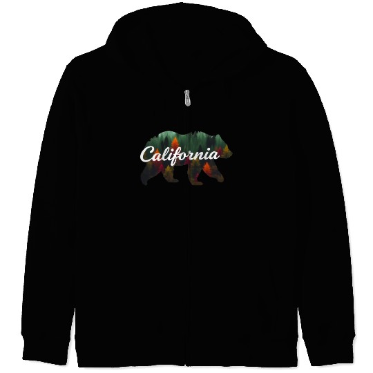 California Bear Forest Scene Zip Hoodies