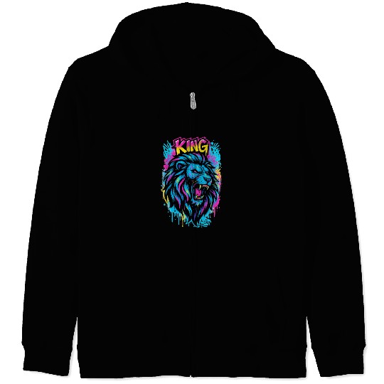 Street Art Lion Zip Hoodies