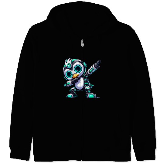 Cool penguin robot cyborg mech astronaut dab Zip Hoodies
