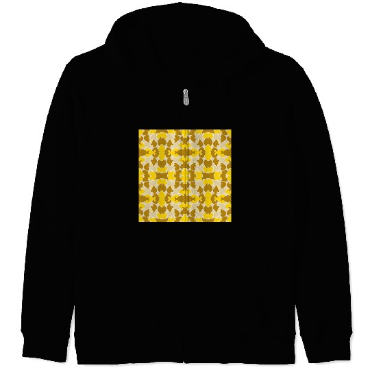Abstract Gold and Brown Pattern Zip Hoodies