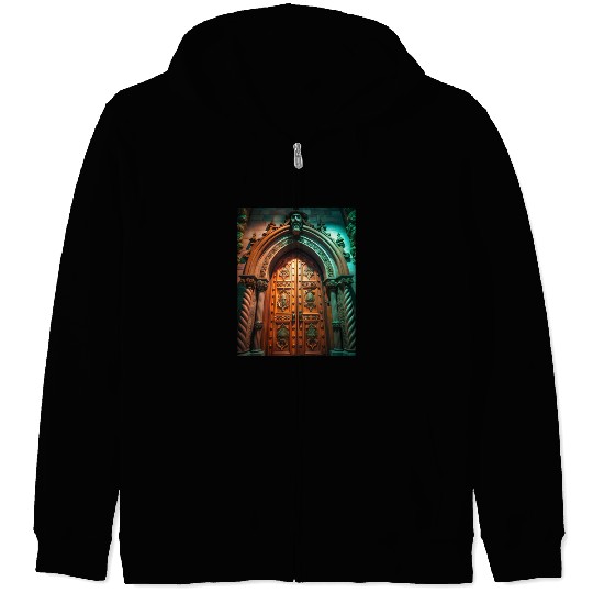 Haunted Gothic Castle Entrance Zip Hoodies
