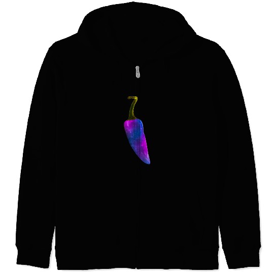 Galaxy Themed Chili Pepper Design Zip Hoodies