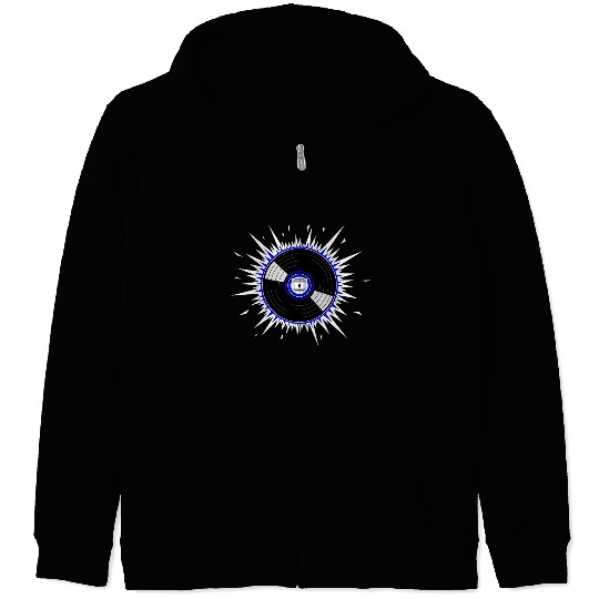 Vinyl Record Starburst Design Zip Hoodies