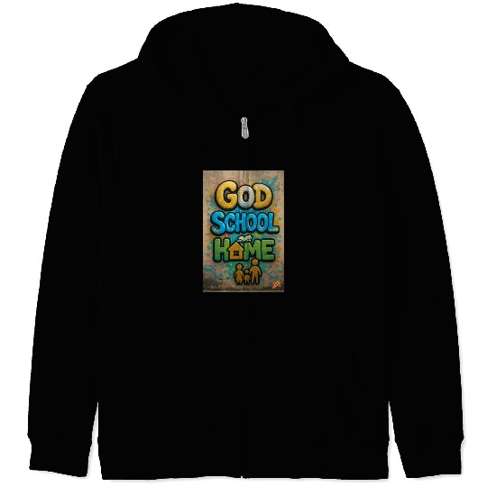 Vibrant Graffiti Style God School Home Design Zip Hoodies