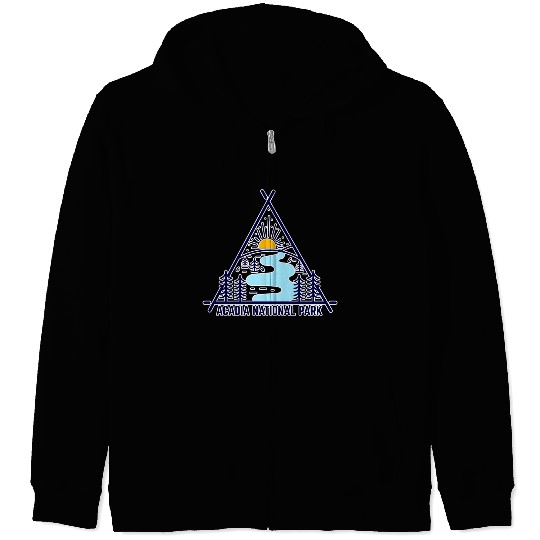 Acadia National Park Camping Scene Zip Hoodies