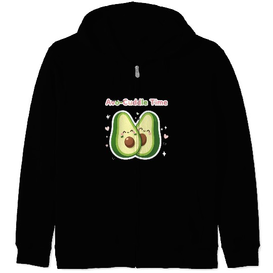 Cute Avocado Cuddle Design Zip Hoodies