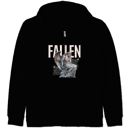 Reflective Angel Sculpture Design Zip Hoodies