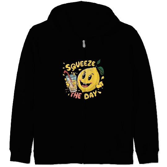 Squeeze The Day Lemon Cartoon Zip Hoodies