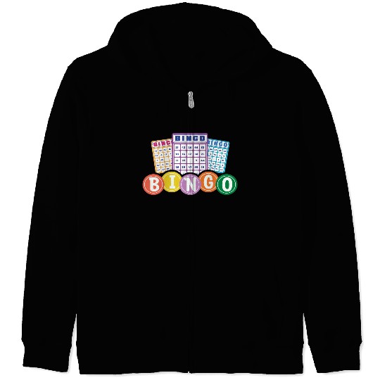 Colorful Bingo Player Fun Cards Zip Hoodies