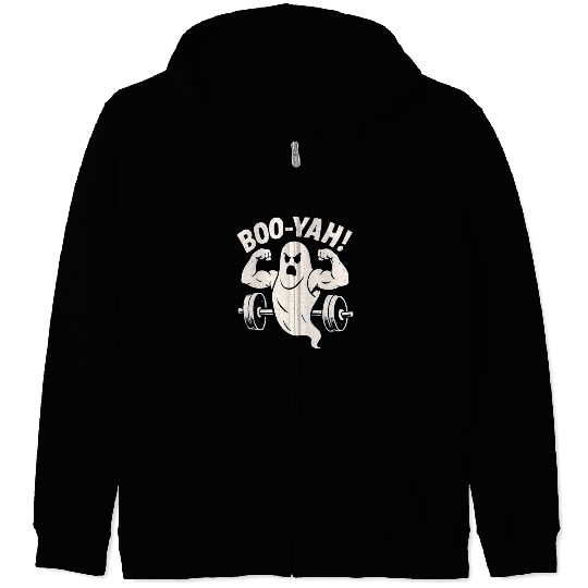 Boo Yah Ghost Halloween Gym Motivational Design Zip Hoodies