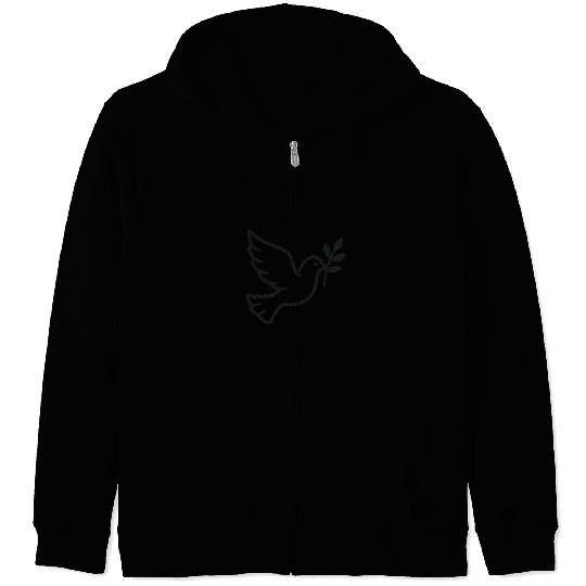 Elegant Doves with Olive Branch Design Zip Hoodies