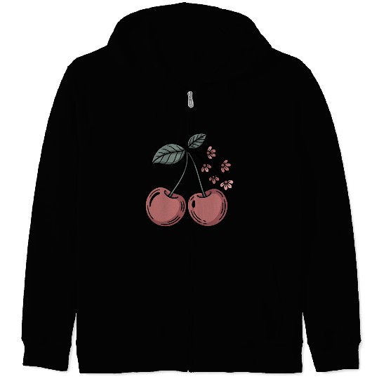 Cherry Boho Blossoms and Berries Delight for Zip Hoodies