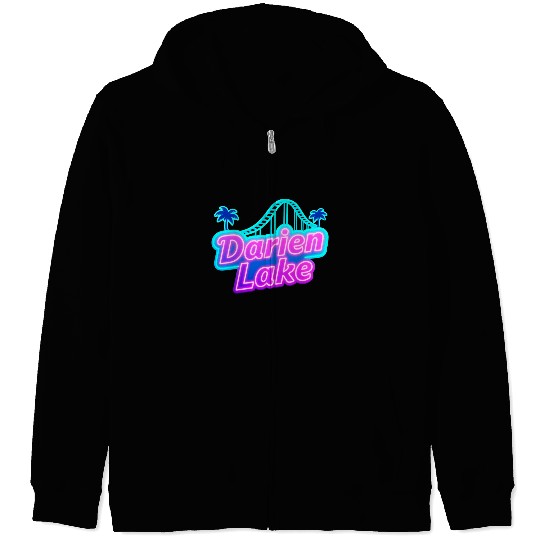Neon Daren Lake Sign with Roller Coaster and Palms Zip Hoodies