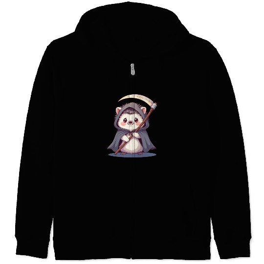 Cute Hooded Hedgehog with Scythe Zip Hoodies