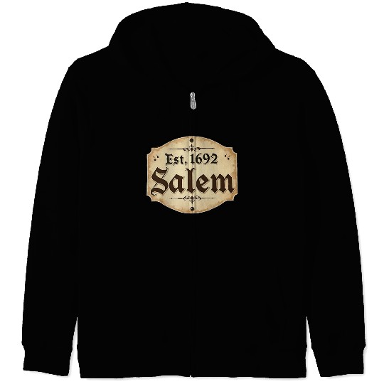 Vintage Salem Establishment Logo Design Zip Hoodies