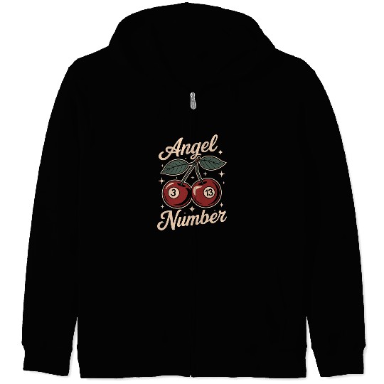 Angel Number 313 Retro Cherry Zip Hoodies