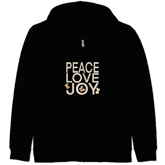 Butterfly Peace Love Joy Typography Zip Hoodies