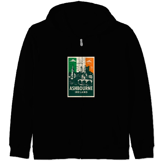 Irish Villagescape with Castle and Church Zip Hoodies