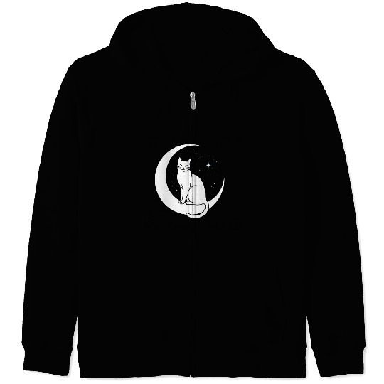 Magical Cat on Crescent Moon "Aniverse Cats" Zip Hoodies