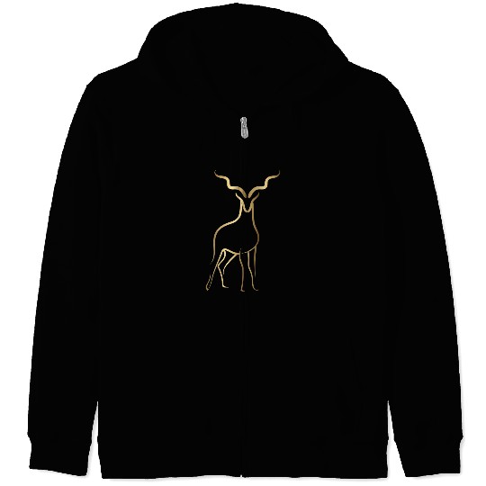 Gold Drawline Deer Front Zip Hoodies