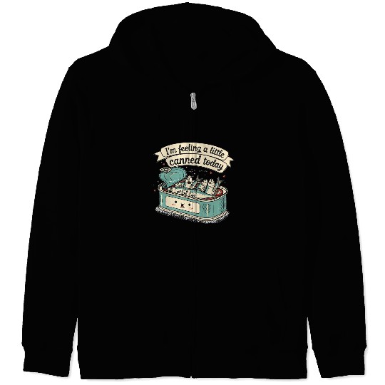 Whimsical Canned Fish Humor Design Zip Hoodies