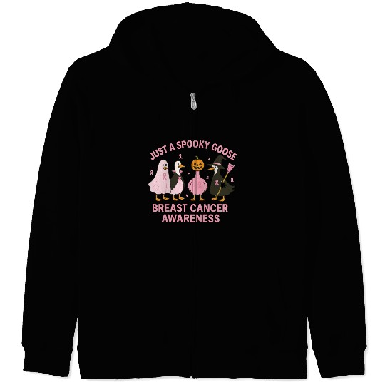 Spooky Goose Breast Cancer Awareness Design Zip Hoodies
