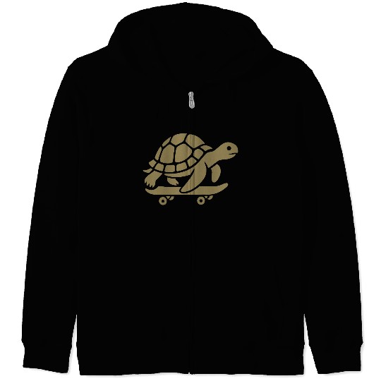 Minimalist turtle skateboard skateboarder Zip Hoodies