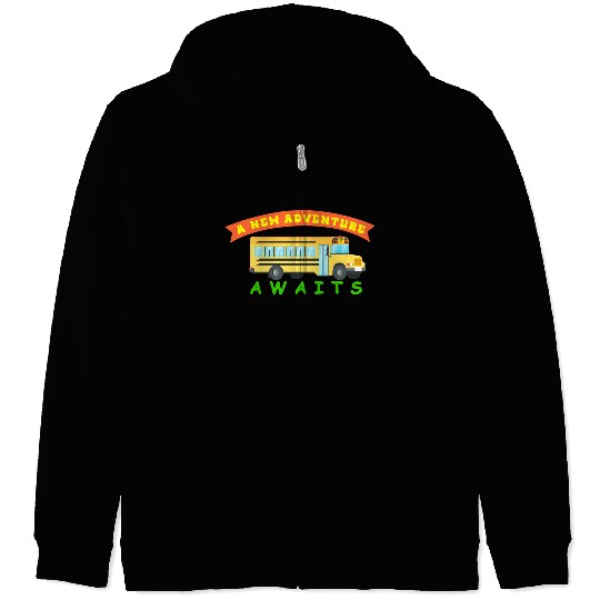School Bus Awaits New Adventure Design Zip Hoodies