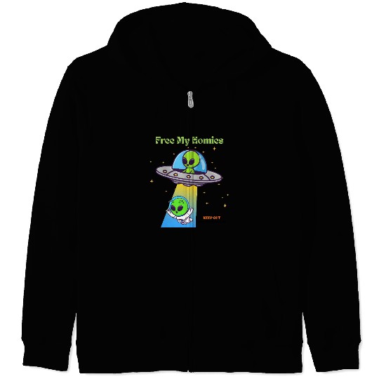 Free My Homies Area 51  Zip Hoodies