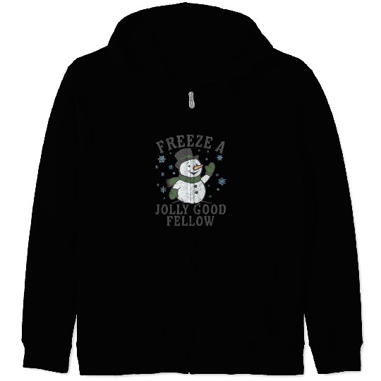 Frosty Snowman Jolly Greeting Design Zip Hoodies