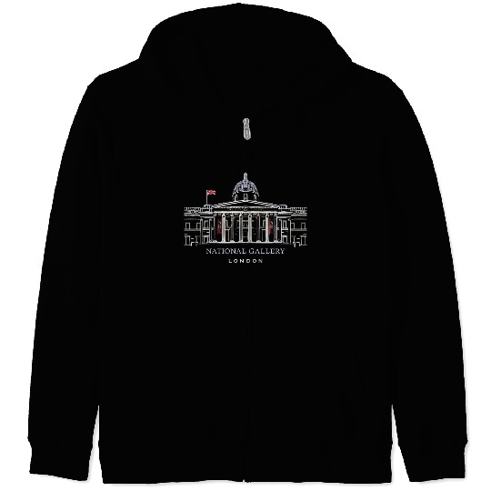 London National Gallery Landmark, Hand drawing Zip Hoodies