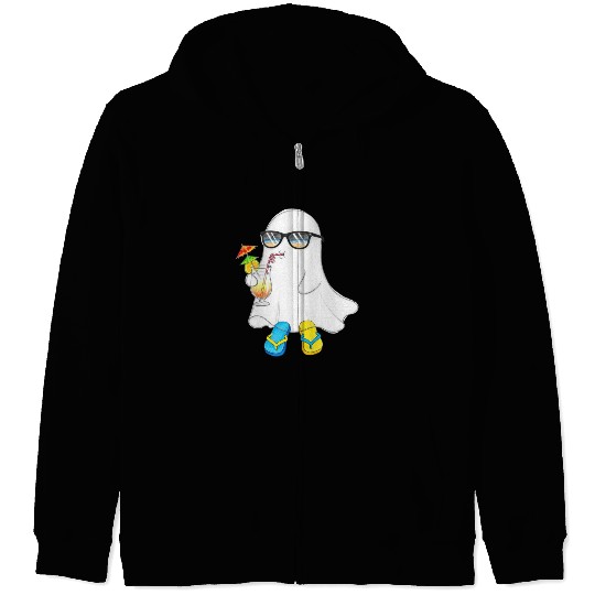 Relaxed Ghost with Summer Vibes Zip Hoodies