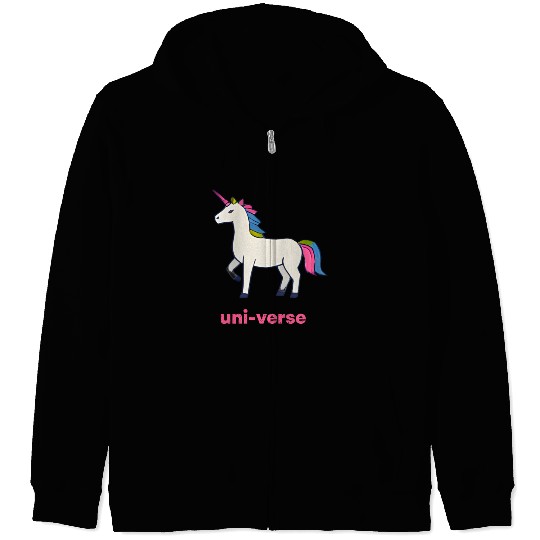Colorful Cartoon Unicorn Illustration Zip Hoodies